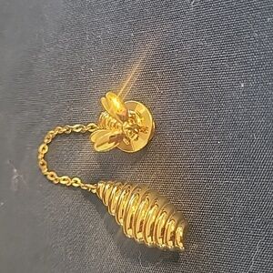 Monet bee and bee hive chain pin brooch